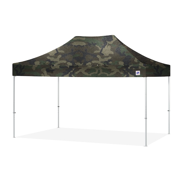 E-Z Up TAA Compliant Endeavor Shelter, 10' W x 15' L, Gray Aluminum Frame, Woodland Camo Top END3A15KMCWC - main